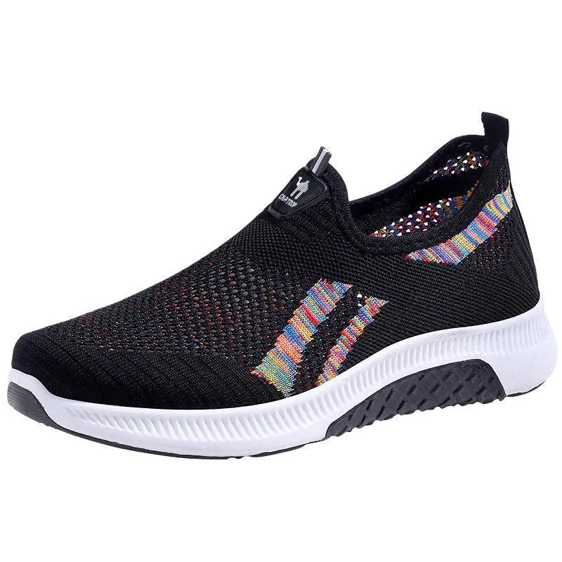 Slip on fly-woven breathable casual lightweight breathable sneakers