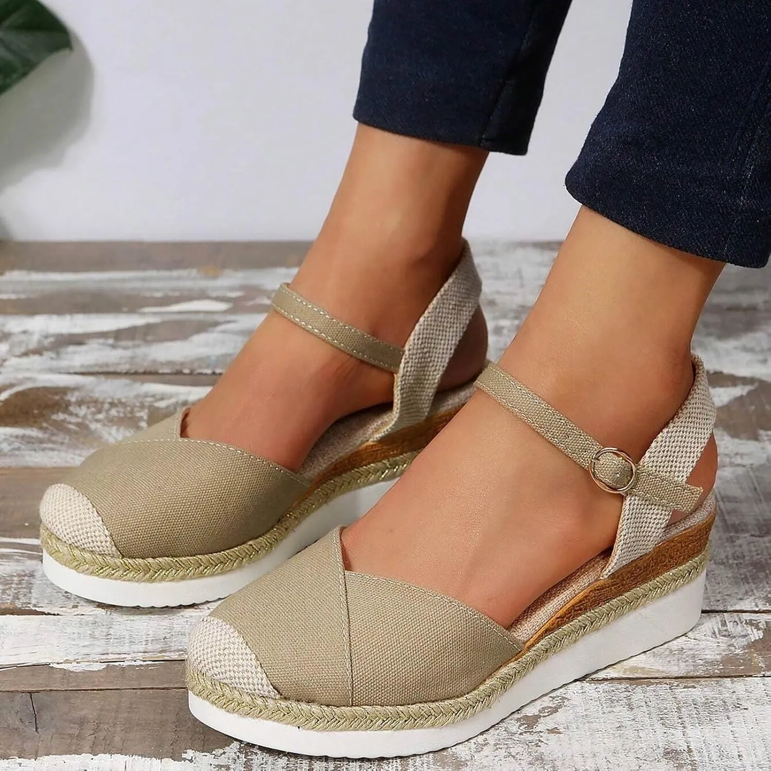 Temperament Wedge Shoes for Women Closed Toe Wedge Sandals Comfortable Dressy Slim Sandals for Women Men's