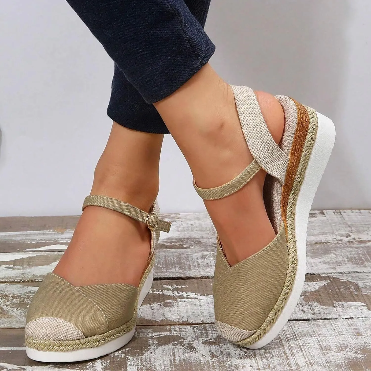 Temperament Wedge Shoes for Women Closed Toe Wedge Sandals Comfortable Dressy Slim Sandals for Women Men's