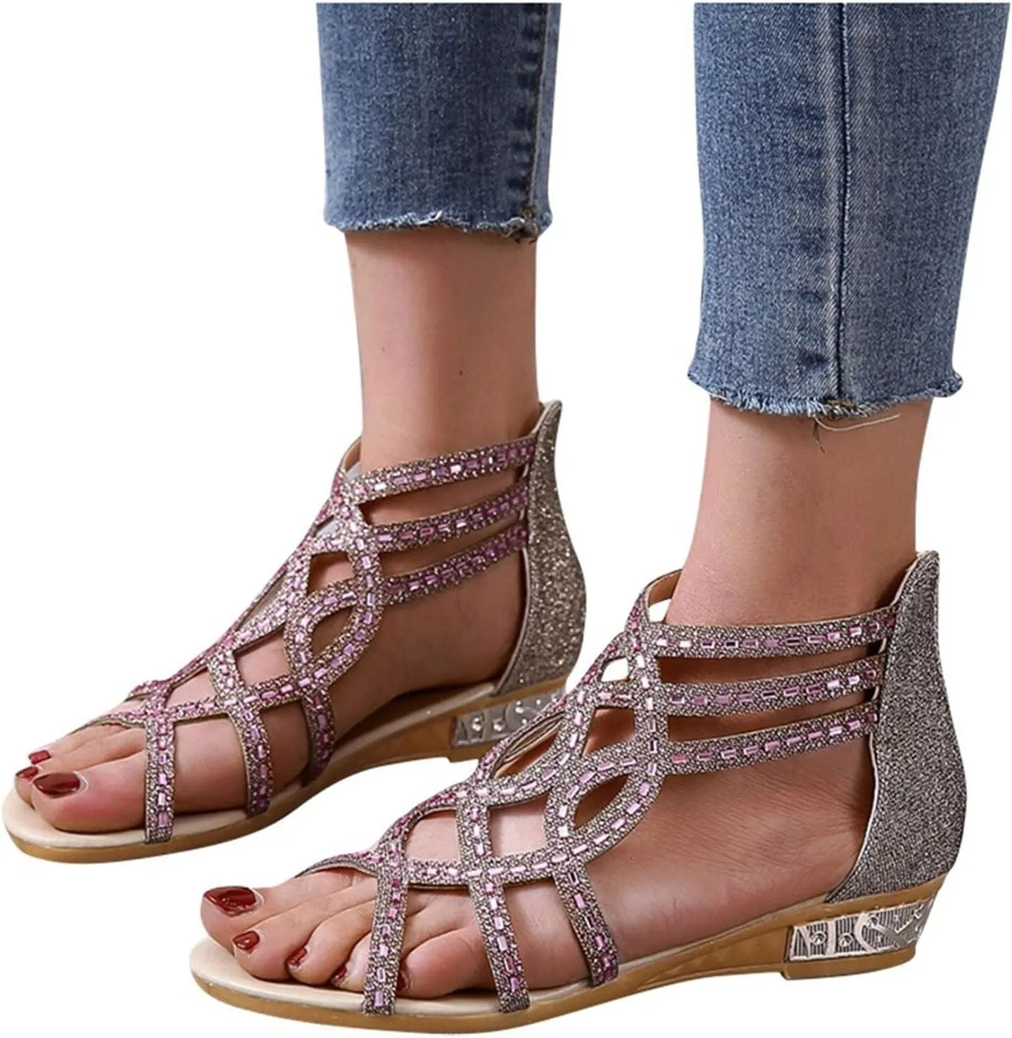 Wedge Sandal for Women Ankle Strap Flatform Arch Support Fish Mouth Toe Retro Platform Shoes Wide Rubber Waterproof Open