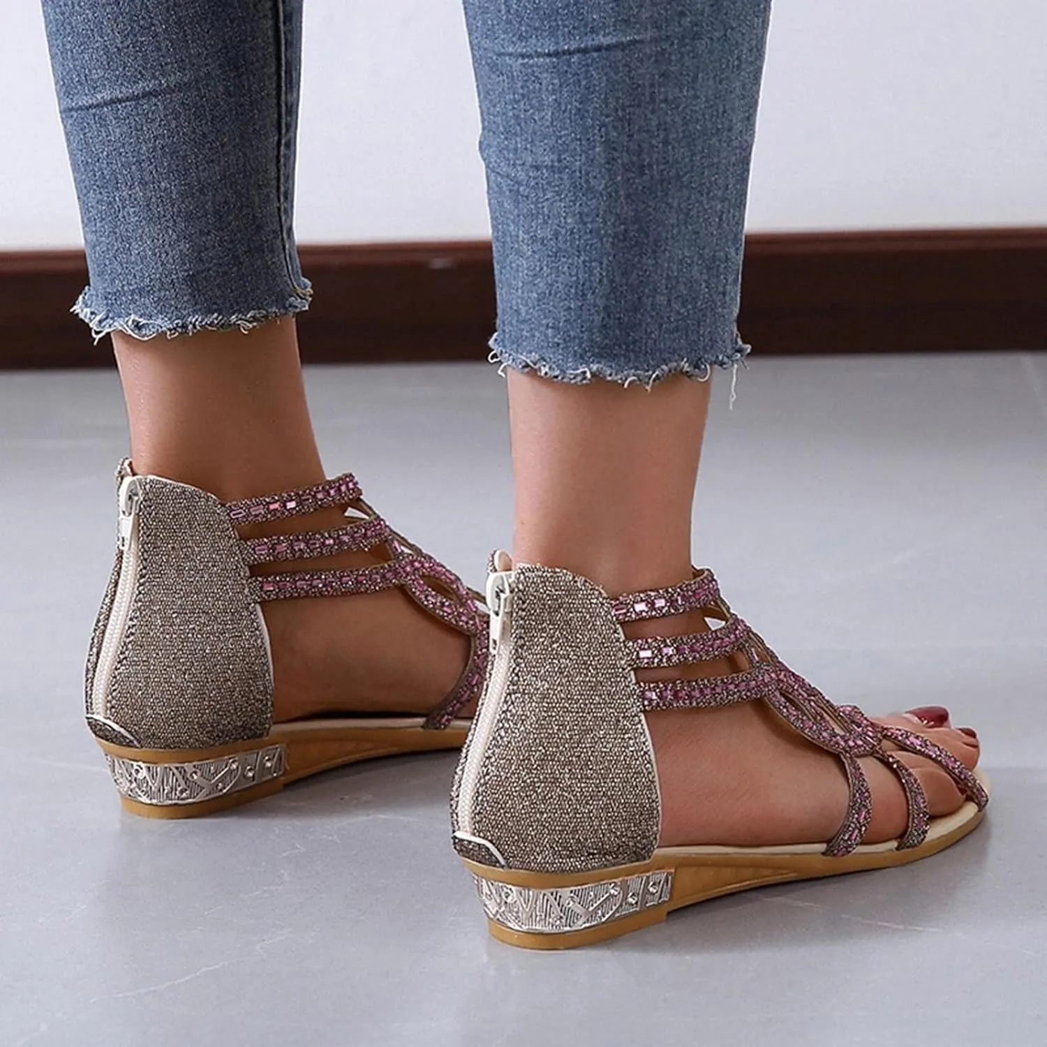 Wedge Sandal for Women Ankle Strap Flatform Arch Support Fish Mouth Toe Retro Platform Shoes Wide Rubber Waterproof Open