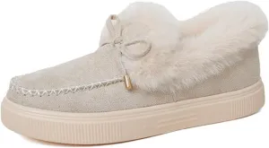 Winter Boots For Women 2024 Fashion Casual Slip-on Warm Loafers Shoes Faux Fur-Lined Comfortable Snow Ankle Booties