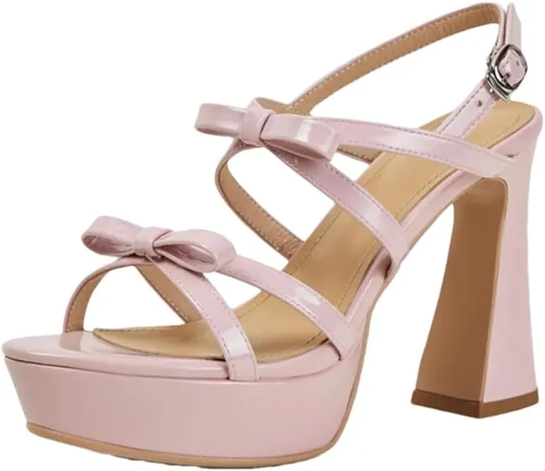 Women Sandals Genuine Leather T-Strap Bow Knot Super High Heel Fashion Dress Sandals