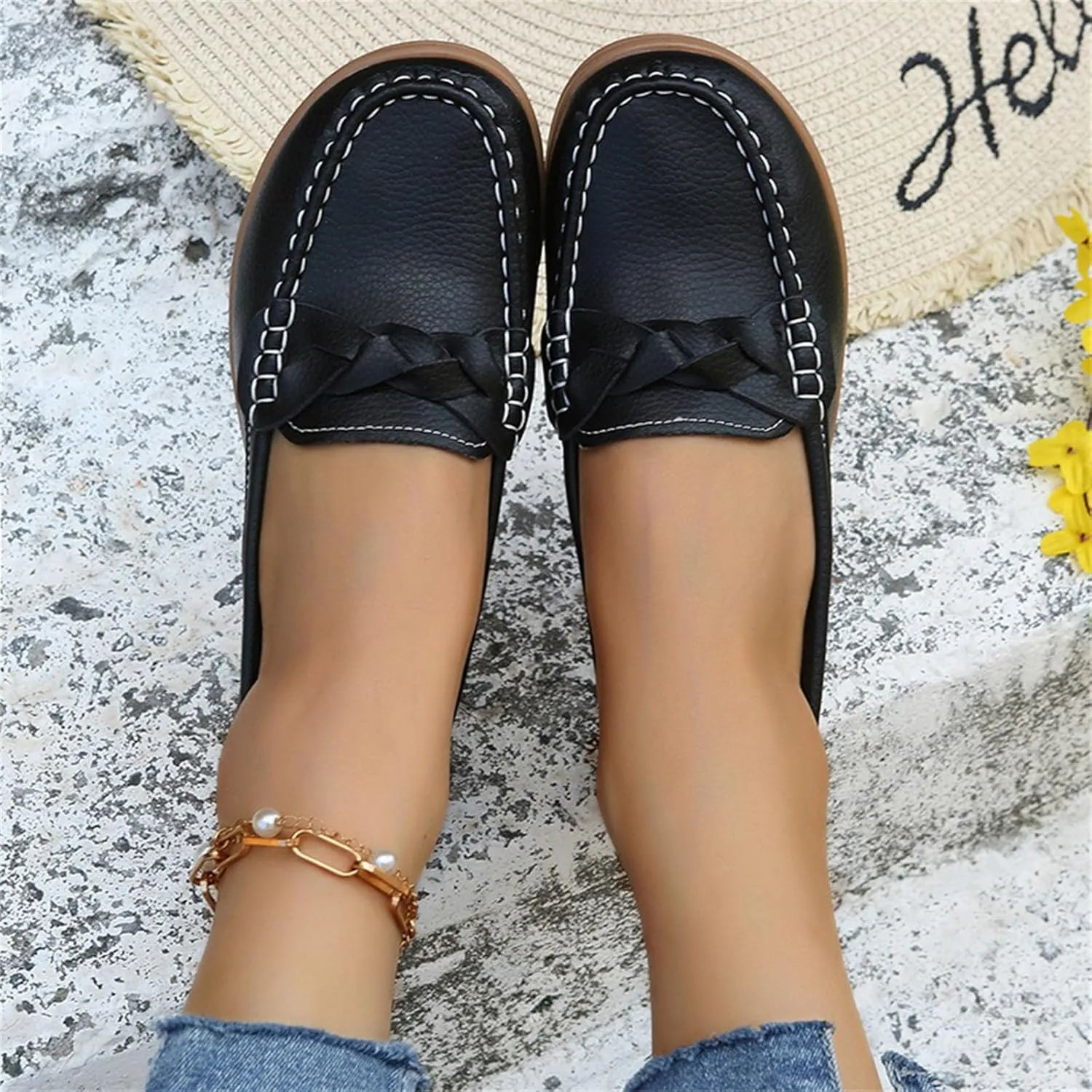 Women's Casual Slip On Shoes Breathable Lightweight Flat Comfortable Loafers for Daily Walking Work and Travel