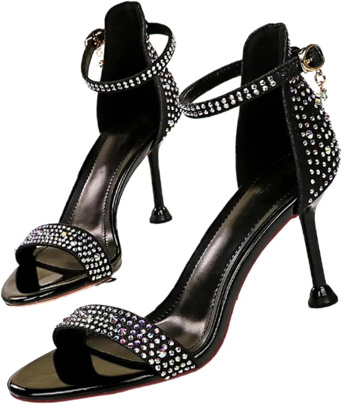 Women's Heeled Sandals Fashion Stilettos Open Shallow Mouthed Heels Sexy Nightclub Comfort Hollowed Out Strappy Dress Shoes Wedding Bridal Pumps Rhinestone Party Sandals