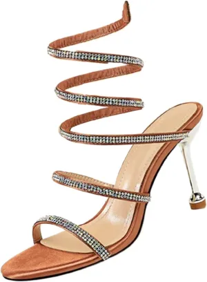 Women's Heeled Sandals Fashion Stilettos Open Shallow Mouthed Heels Sexy Nightclub Comfort Hollowed Out Strappy Dress Shoes Wedding Bridal Pumps Sandals