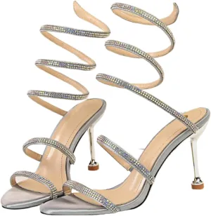Women's Heeled Sandals Fashion Stilettos Open Shallow Mouthed Heels Sexy Nightclub Comfort Hollowed Out Strappy Dress Shoes Wedding Bridal Pumps Sandals