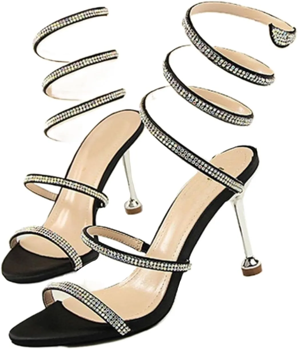 Women's Heeled Sandals Fashion Stilettos Open Shallow Mouthed Heels Sexy Nightclub Comfort Hollowed Out Strappy Dress Shoes Wedding Bridal Pumps Sandals