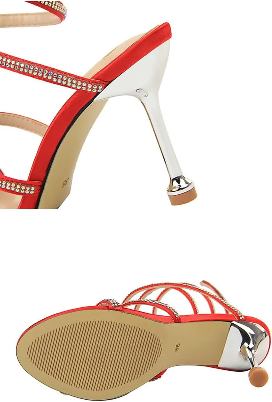 Women's Heeled Sandals Fashion Stilettos Open Shallow Mouthed Heels Sexy Nightclub Comfort Hollowed Out Strappy Dress Shoes Wedding Bridal Pumps Sandals