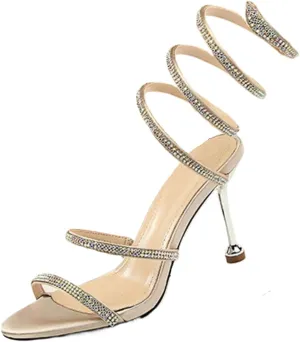 Women's Heeled Sandals Fashion Stilettos Open Shallow Mouthed Heels Sexy Nightclub Comfort Hollowed Out Strappy Dress Shoes Wedding Bridal Pumps Sandals