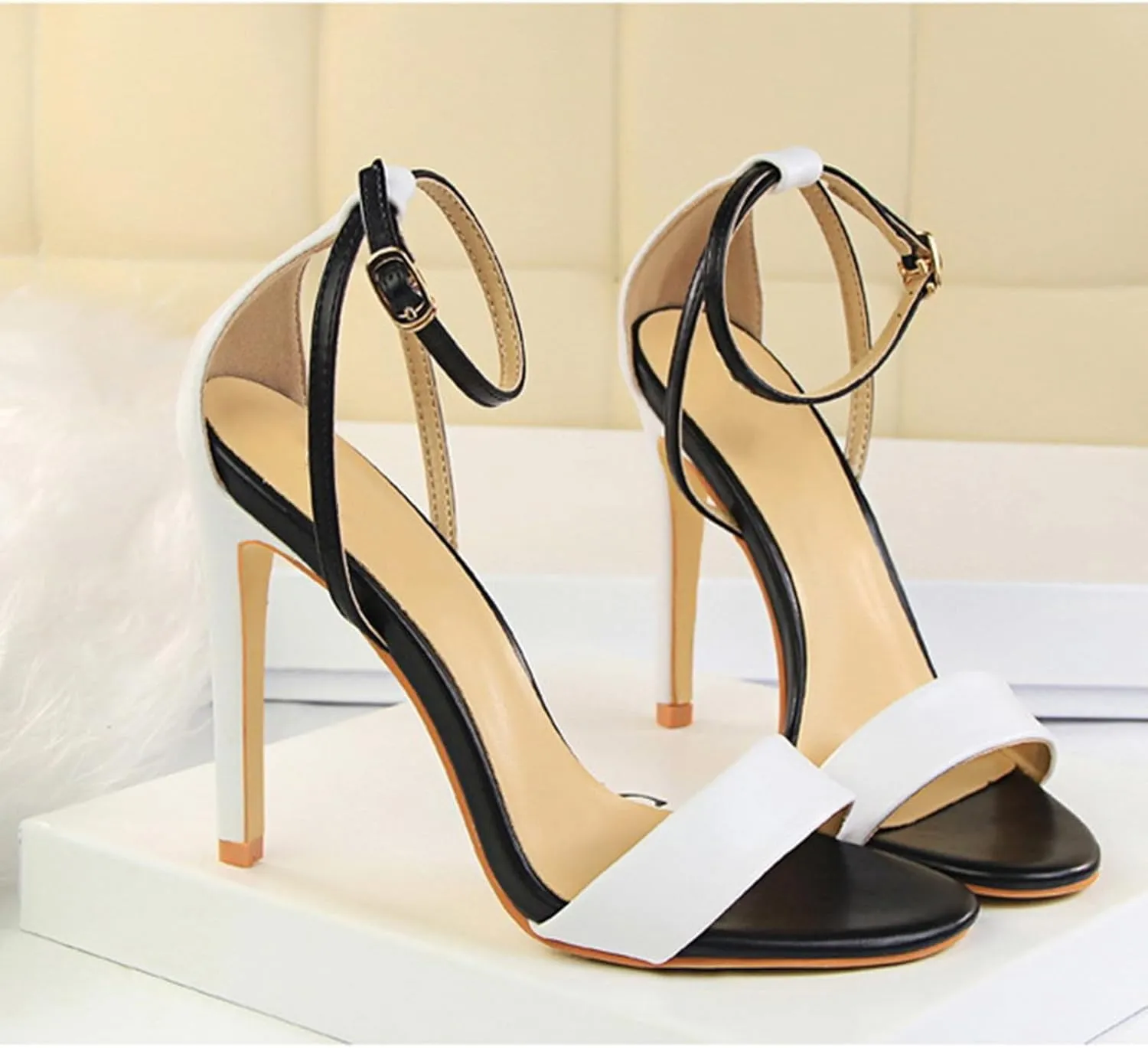 Women's Heeled Sandals Stilettos Open Shallow Mouthed Pointed Ankle Strap Heels Sexy Comfort Strappy Dress Shoes Wedding Bridal Pumps Sandals
