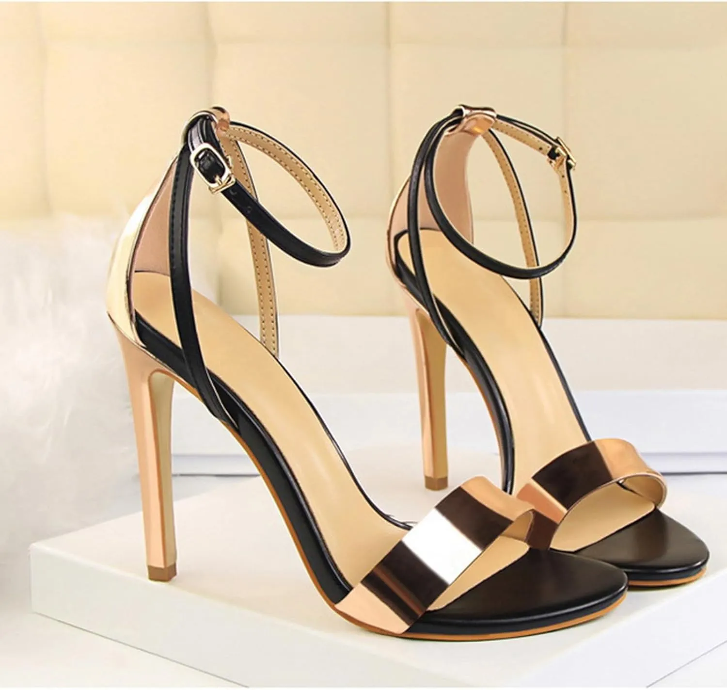 Women's Heeled Sandals Stilettos Open Shallow Mouthed Pointed Ankle Strap Heels Sexy Comfort Strappy Dress Shoes Wedding Bridal Pumps Sandals