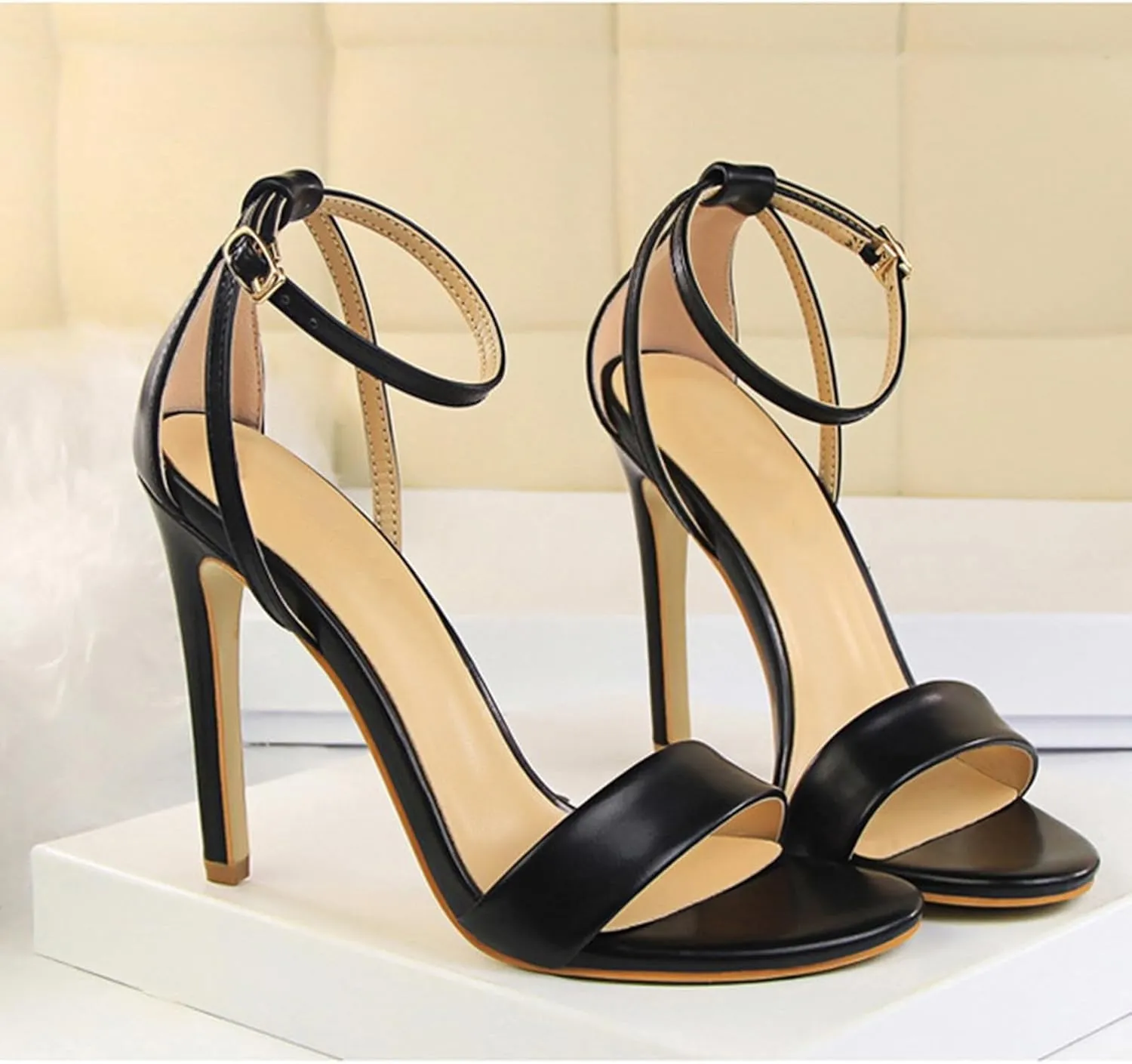 Women's Heeled Sandals Stilettos Open Shallow Mouthed Pointed Ankle Strap Heels Sexy Comfort Strappy Dress Shoes Wedding Bridal Pumps Sandals
