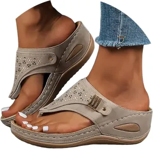 Womens Sandals Comfortable Dressy Arch Support Orthopedic Slippers 2025 Summer Casual Fashionable Open Toe Hollow Out Flip Flops Beach Vacation Comfortable Dressy Travel Thong Walking Slides