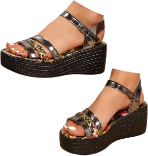 Women's Thick Sole Wedge Sandals Espadrille Wedge Sandals Platform Thong Leather Strap Slides Open Toe Comfortable Beach Vacation Travel Walking Party Dress Sandals
