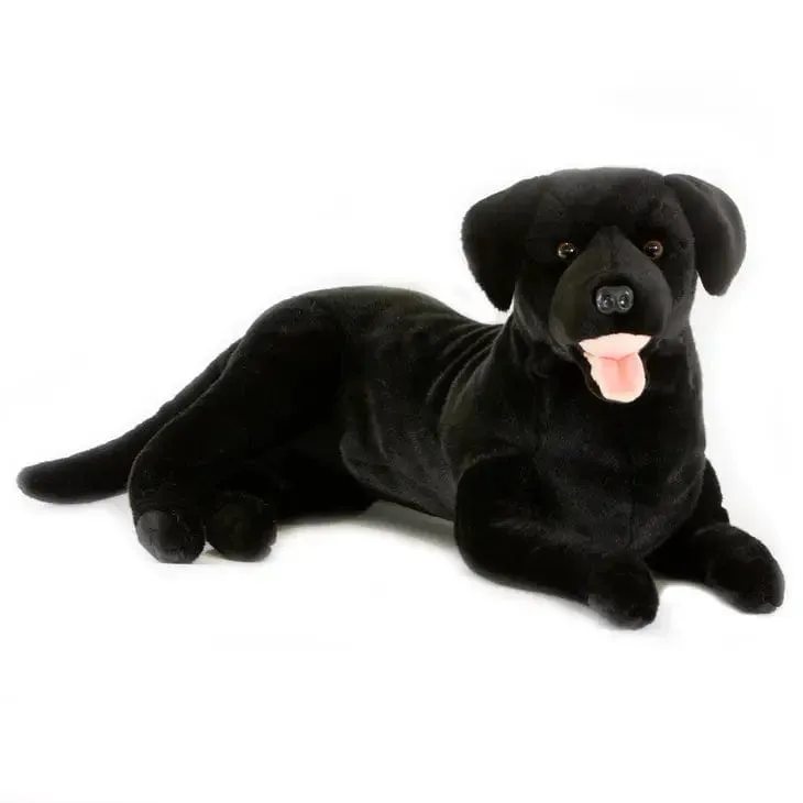 X Large Life-like Plush Black Labrador Retreiver Dog, Eco-Friendly
