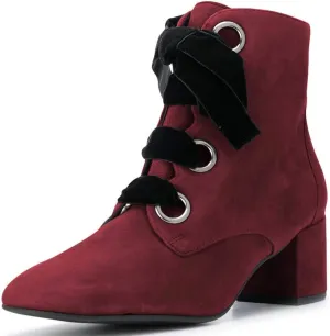 YDN Women Round Toe Combat Boots Lace Up Ankle Booties Block Low Heel Suede Side Zippers Easy Walking Shoes