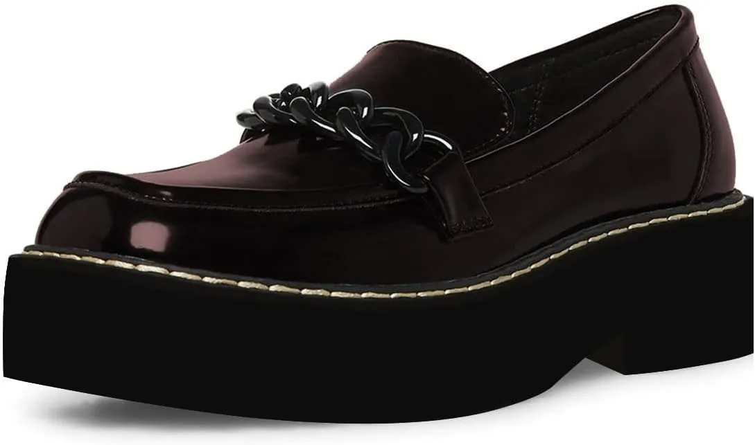 YDN Women Thick Platform Penny Loafers Round Toe Chunky Low Heel Pumps Chain Slip on Outdoor Walking Shoes Size 4-15 US