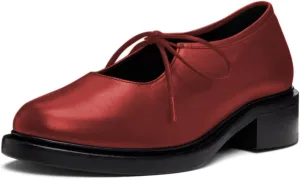 YDN Women's Comfortable Flat Platform Pumps Closed Round Toe Chunky Low Heels Self-tie Daily Outfit Casual Shoes Size 4-16 US