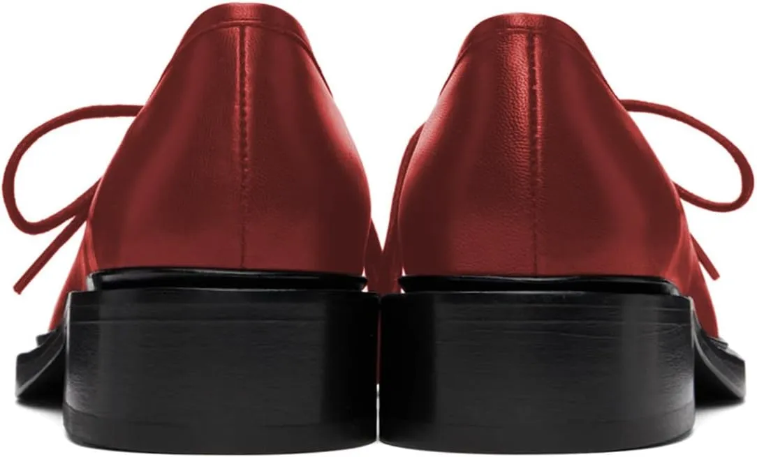 YDN Women's Comfortable Flat Platform Pumps Closed Round Toe Chunky Low Heels Self-tie Daily Outfit Casual Shoes Size 4-16 US