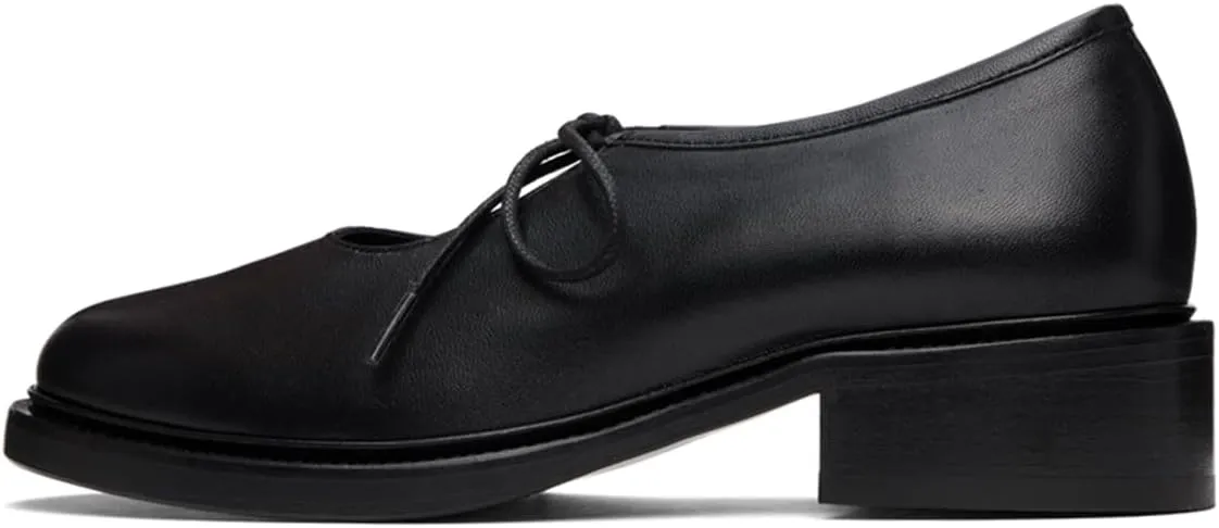 YDN Women's Comfortable Flat Platform Pumps Closed Round Toe Chunky Low Heels Self-tie Daily Outfit Casual Shoes Size 4-16 US
